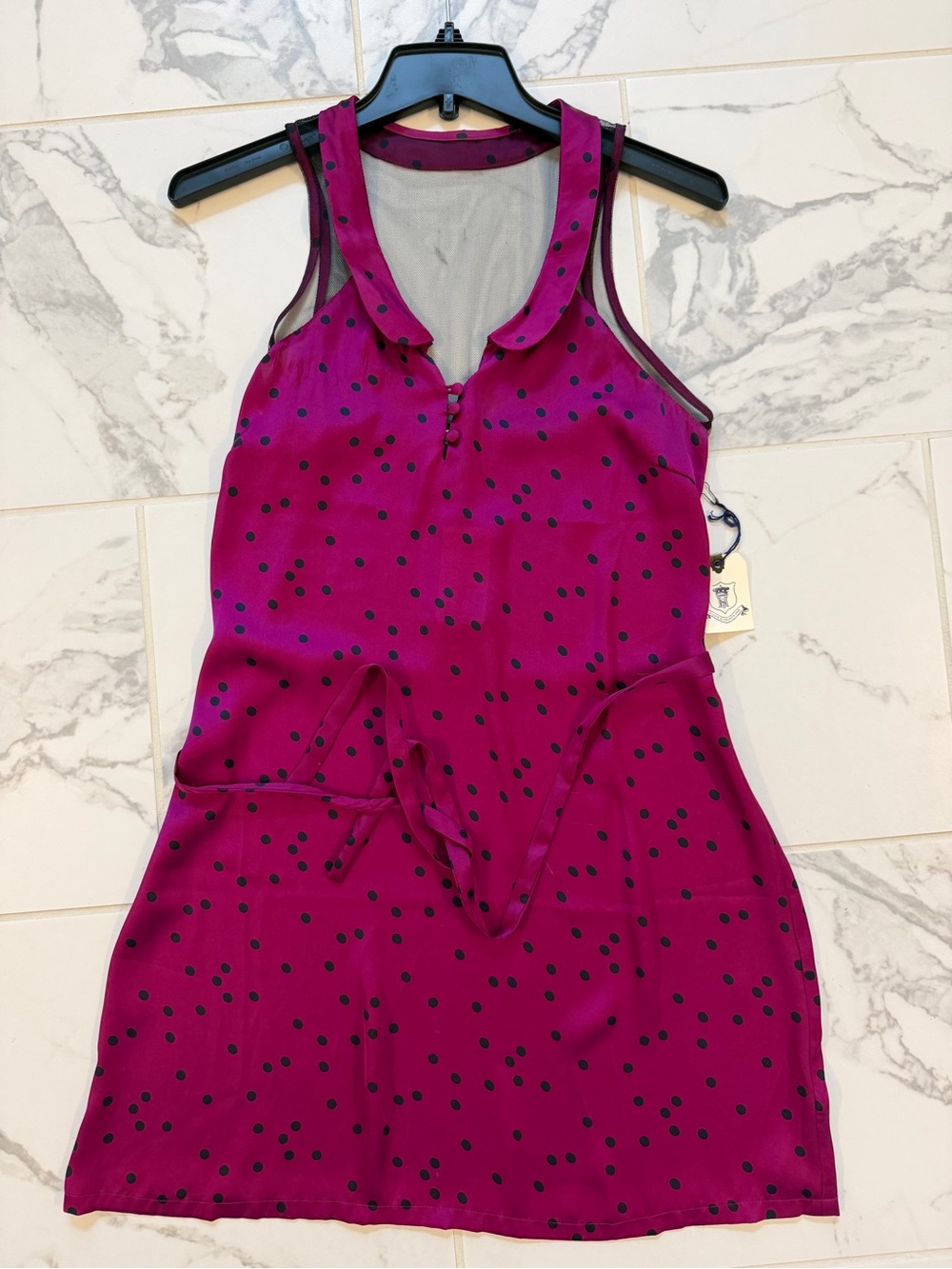 Fuchsia Polka Dot Sleeveless Dress